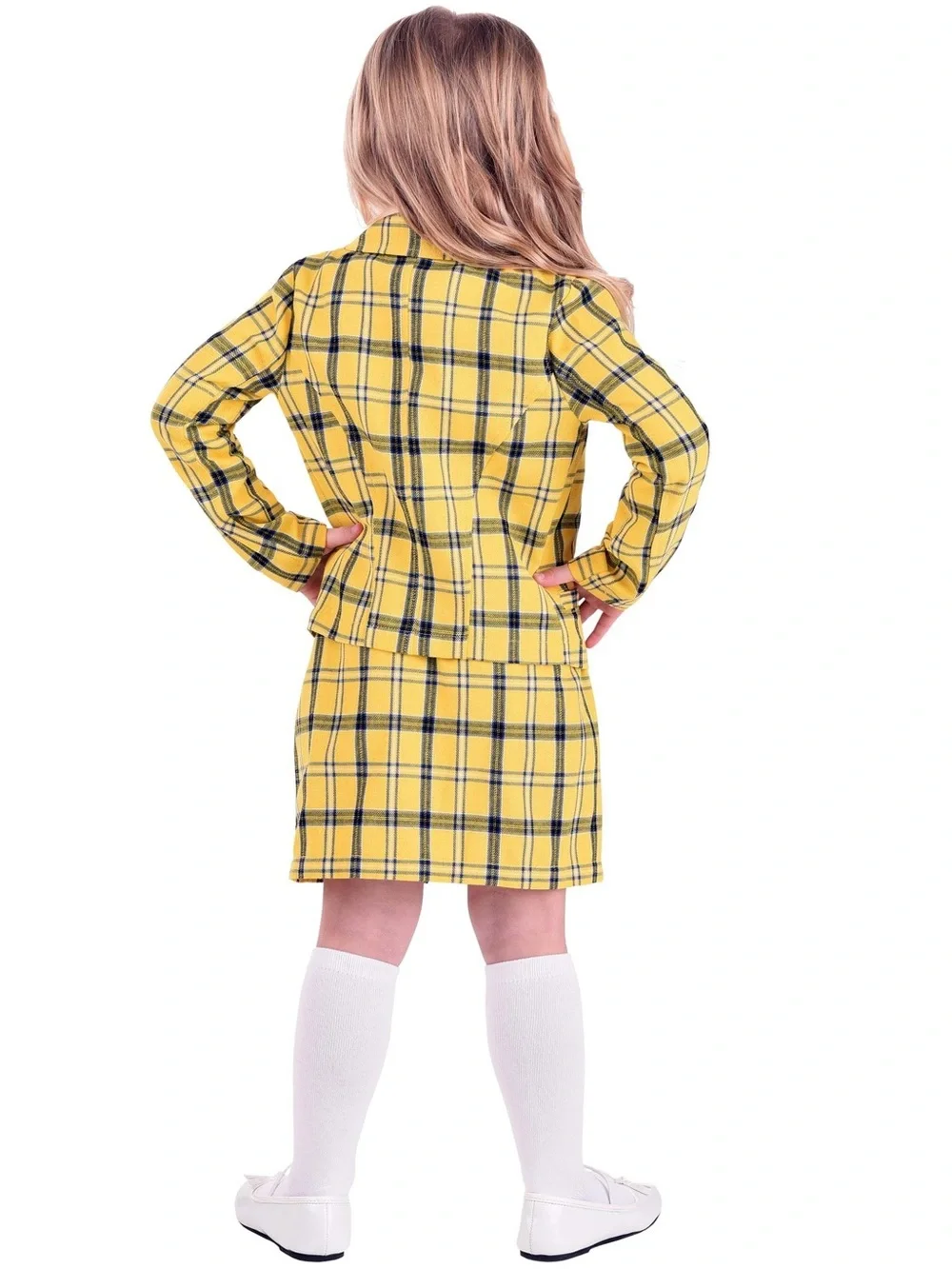 Halloween.com | 2 Piece Clueless Cher Yellow Black Plaid Costume Girls Lage